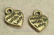 Load image into Gallery viewer, Made with Love Charm 10mm Bronze - 25 pack
