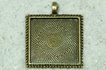 Load image into Gallery viewer, Pendant Tray Square Antique Bronze with Beaded Edge 25mm