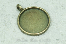 Load image into Gallery viewer, Imperfect Pendant Tray Circle Antique Bronze 16mm Small Loop Bail