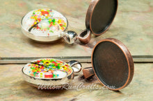 Load image into Gallery viewer, Pendant Tray Double Sided Circle Antique Copper 25mm