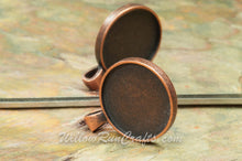 Load image into Gallery viewer, Pendant Tray Double Sided Circle Antique Copper 25mm