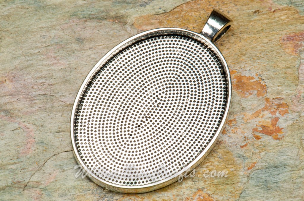 Vintage Alloy Oval Pendant Ancient Bronze Silver Pendant Tray