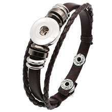 Load image into Gallery viewer, Snap Button Leather Bracelet with Bead
