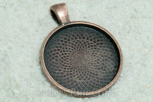 Load image into Gallery viewer, Imperfect Pendant Tray Circle Antique Copper 25mm
