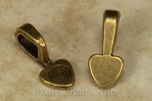 Load image into Gallery viewer, Medium Antique Bronze Heart Bails 25 Pack
