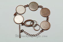 Load image into Gallery viewer, Antique Copper 16mm 5 Circle Bezel Bracelet
