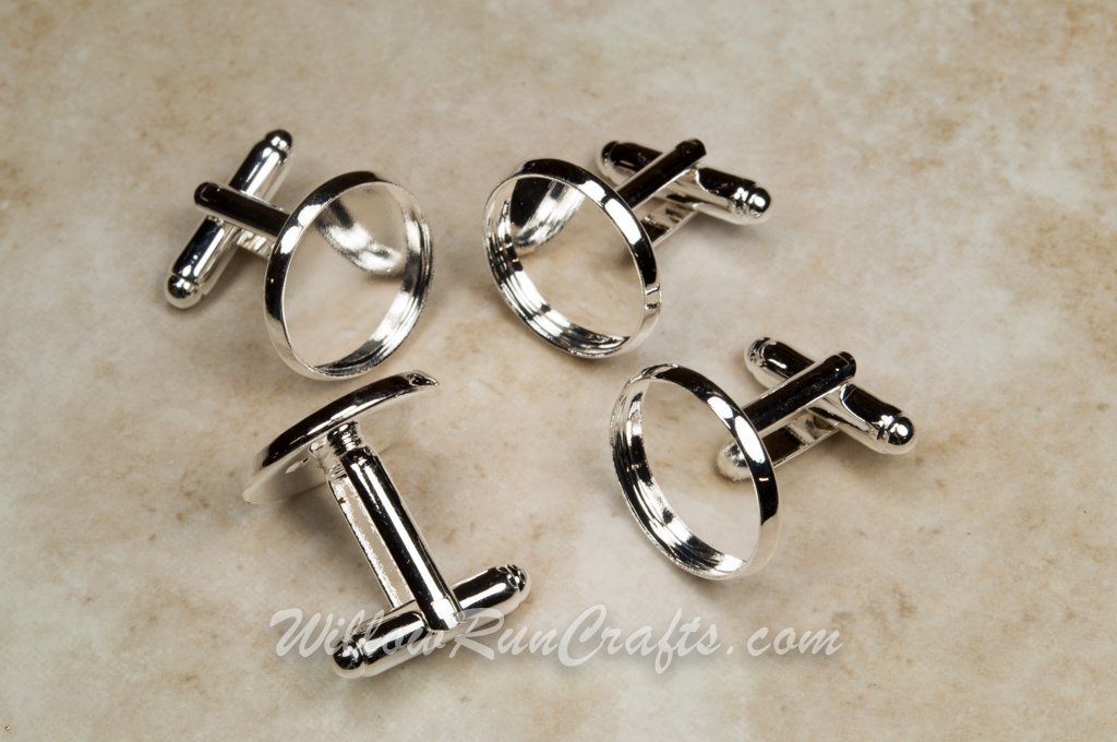 Silver Plated French Cuff Link Tray 16mm 1 Pair