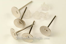 Load image into Gallery viewer, Earring Posts Silver Tone 100 Pack 6mm Pad

