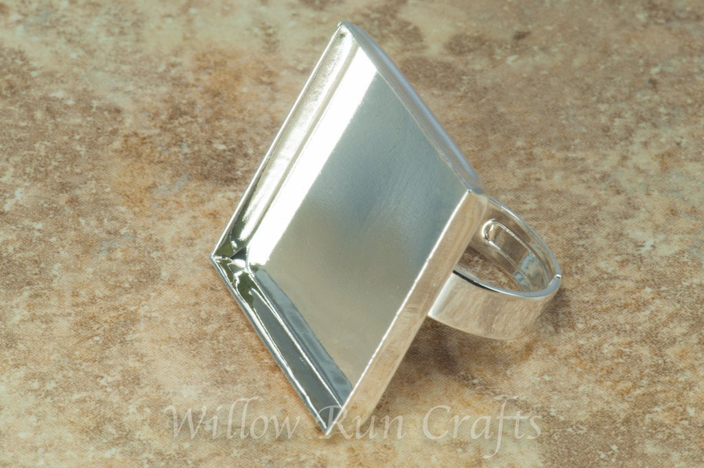 Ring Tray Square Silver 25mm