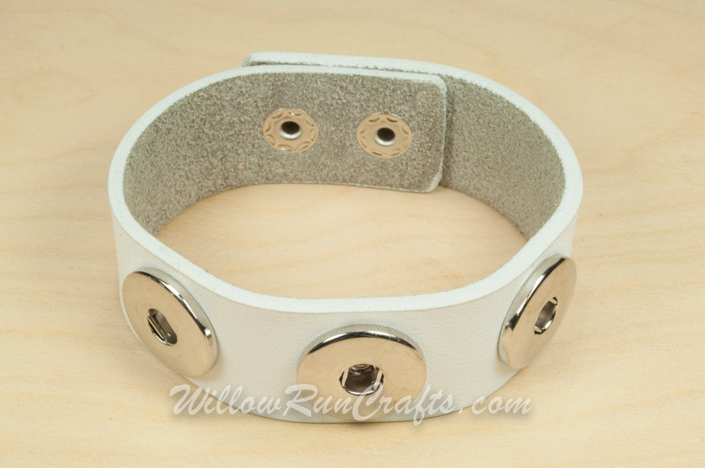 Snap  Leather Bracelet - White
