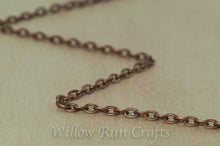 Load image into Gallery viewer, Antique Copper Oval Chain 18&quot; with Lobster Clasp 2 x 3mm
