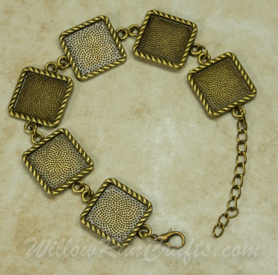 Antique Bronze 16mm Square Bezel Bracelet