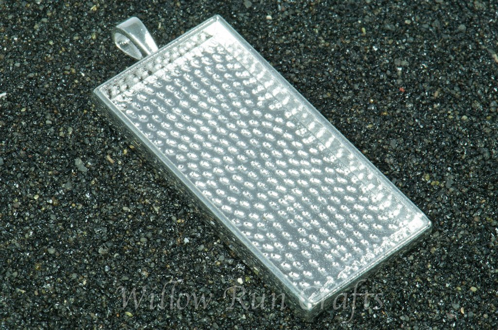 Pendant Tray Rectangle Silver 25 x 50mm