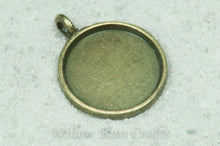 Load image into Gallery viewer, Imperfect Pendant Tray Circle Antique Bronze 16mm Small Loop Bail

