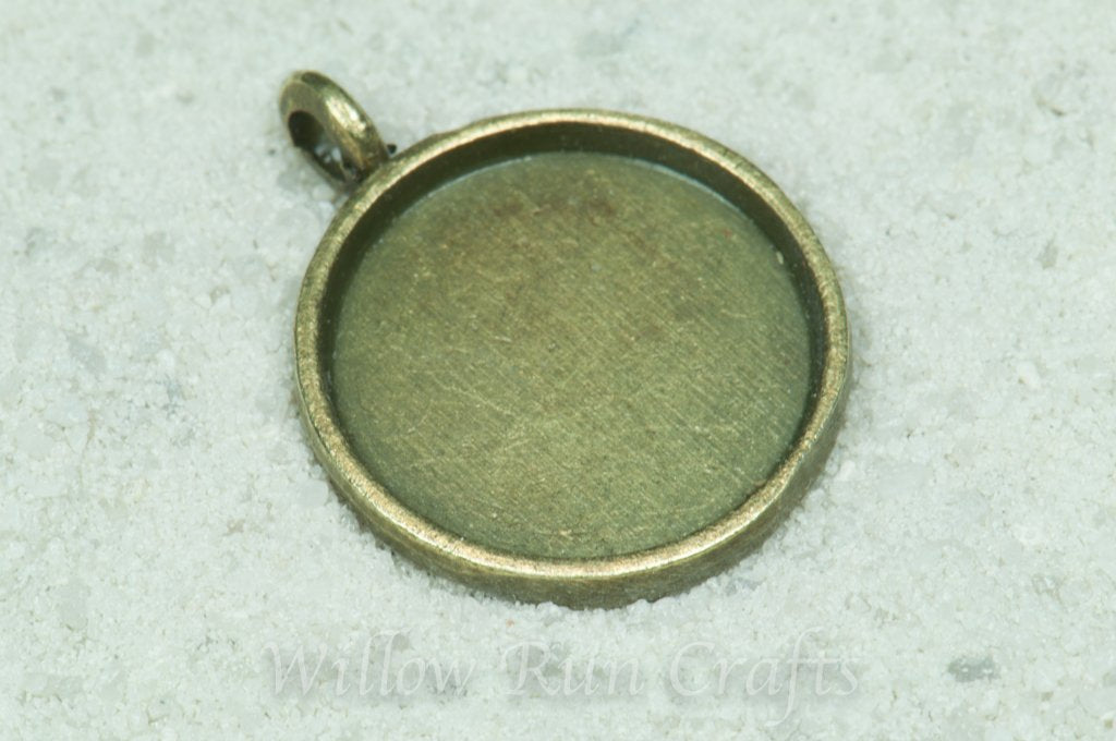 Imperfect Pendant Tray Circle Antique Bronze 16mm Small Loop Bail