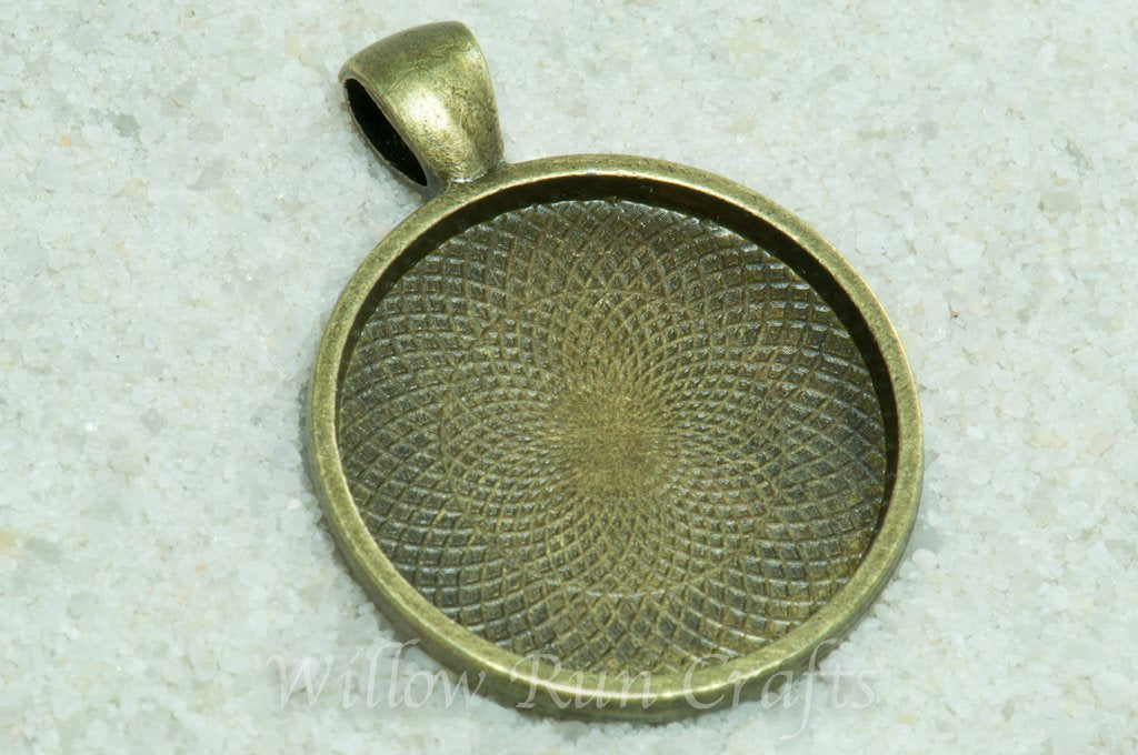Pendant Tray Circle Antique Bronze 25mm