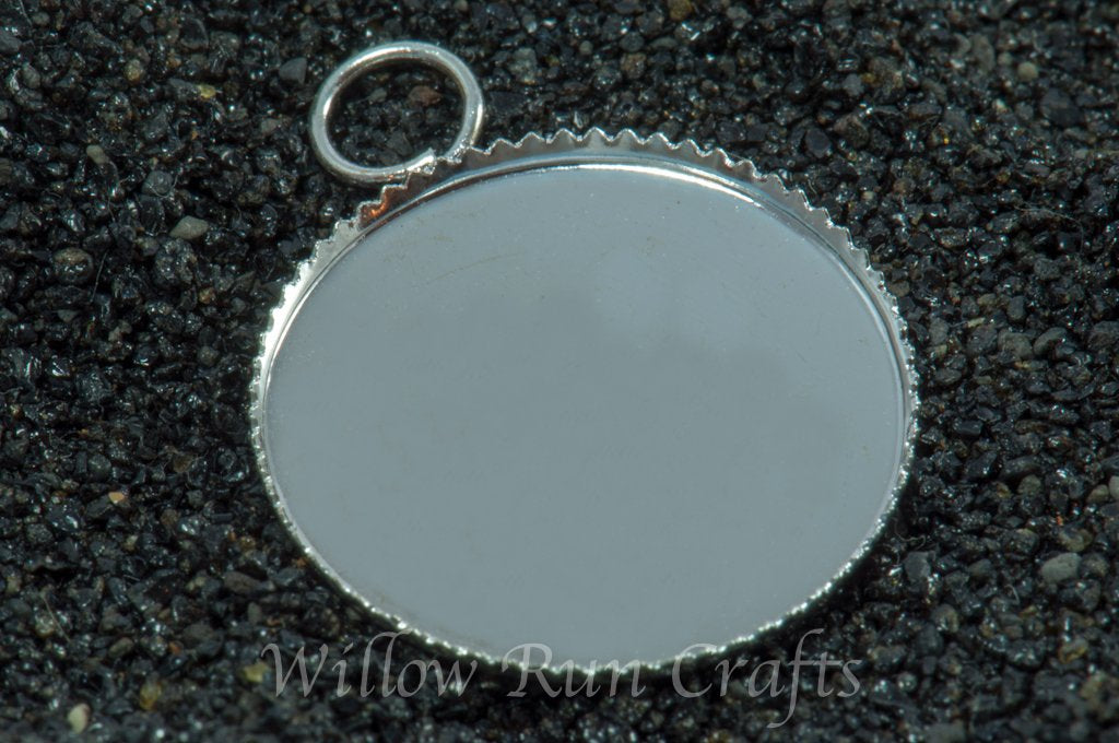 Pendant Tray Circle Silver Plated (Brass) 25mm