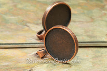 Load image into Gallery viewer, Pendant Tray Double Sided Circle Antique Copper 25mm

