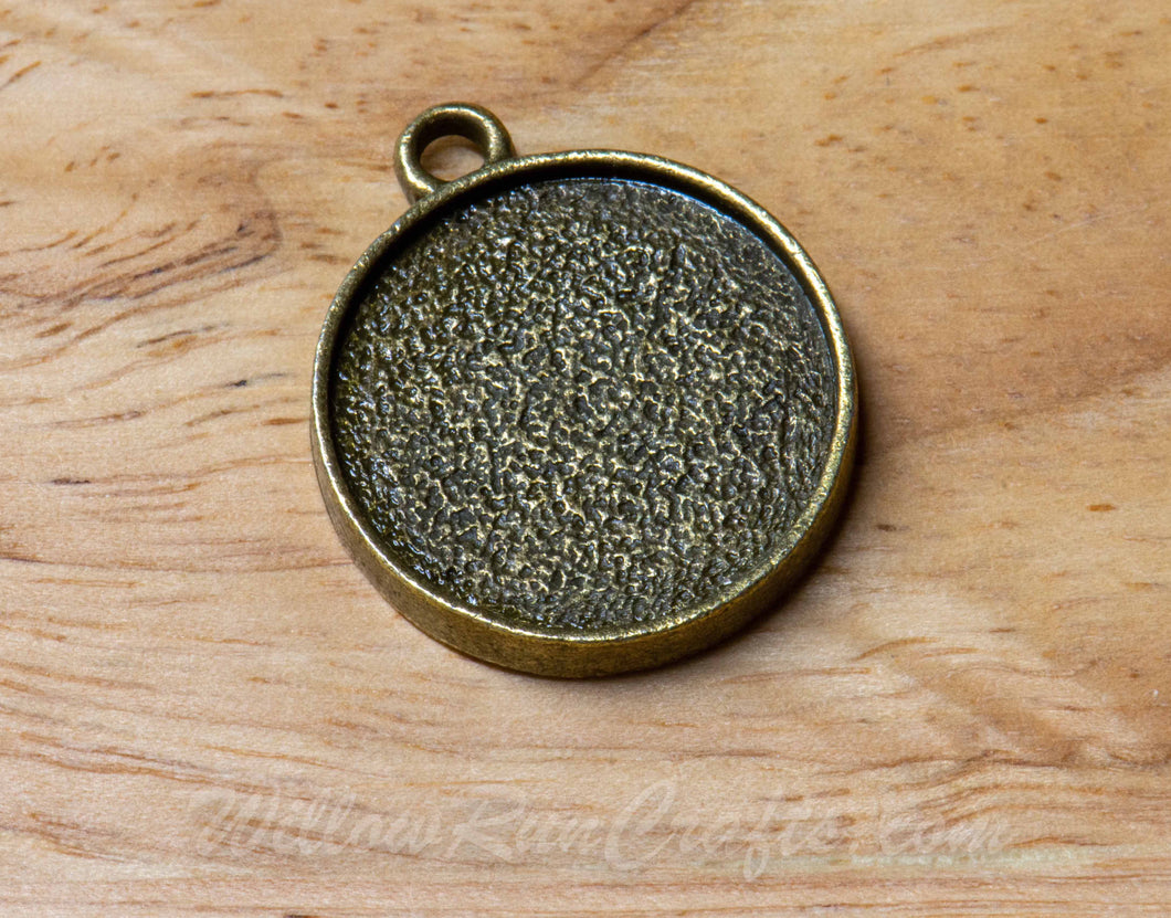 Pendant Tray Loop Double Sided Circle Antique Bronze  20mm