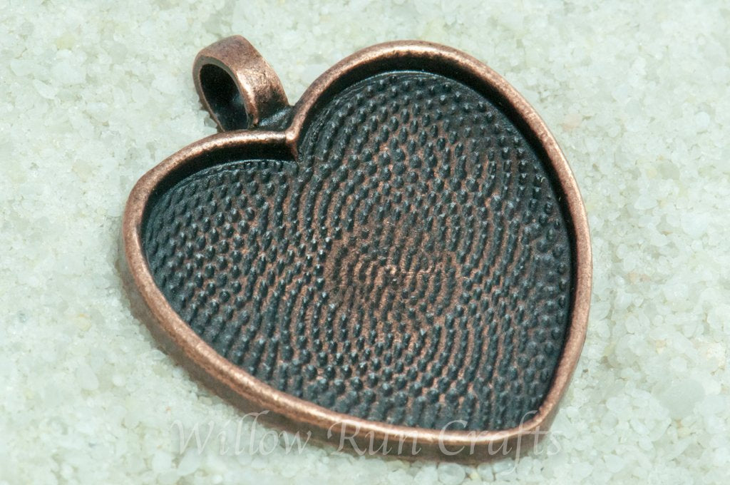 Pendant Tray Heart Antique Copper 25mm