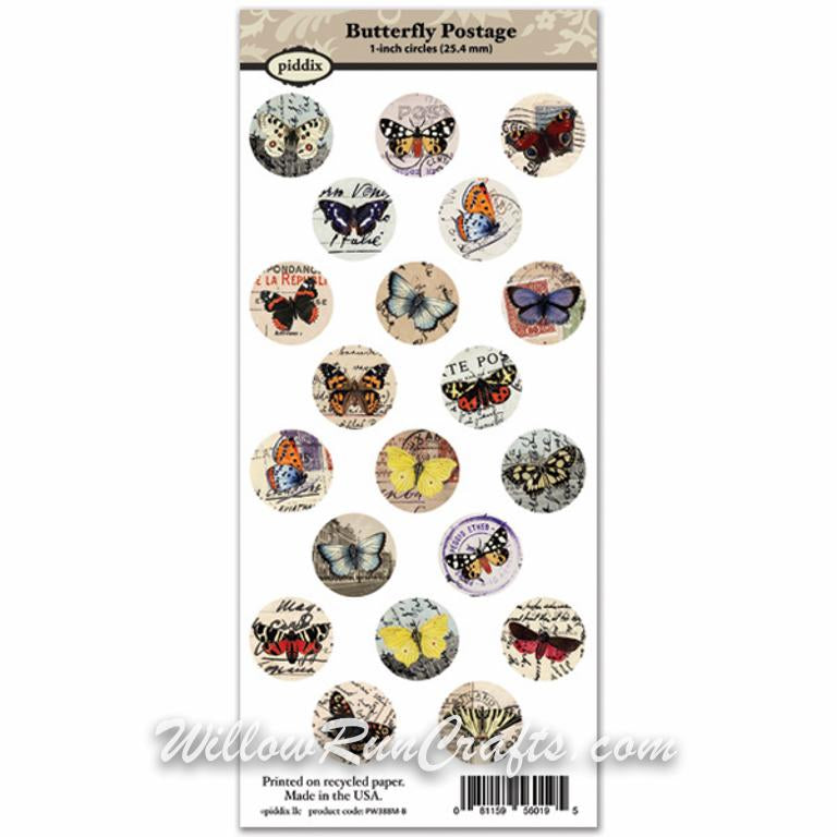 Piddix 1-in Circle  Butterfly Postage PW388M