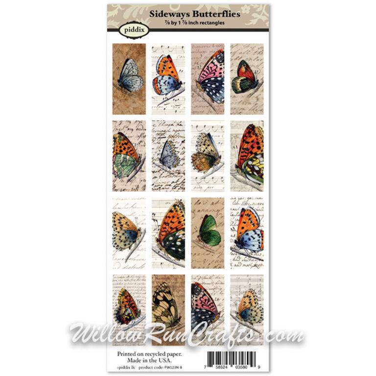 Piddix 1 7/8 x 7/8 inch Rectangles Sideways Butterflies PW123N