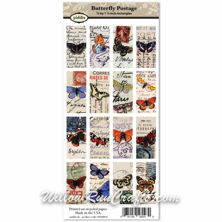 Piddix 1 7/8 x 7/8 inch Rectangles Butterfly Postage PW388N