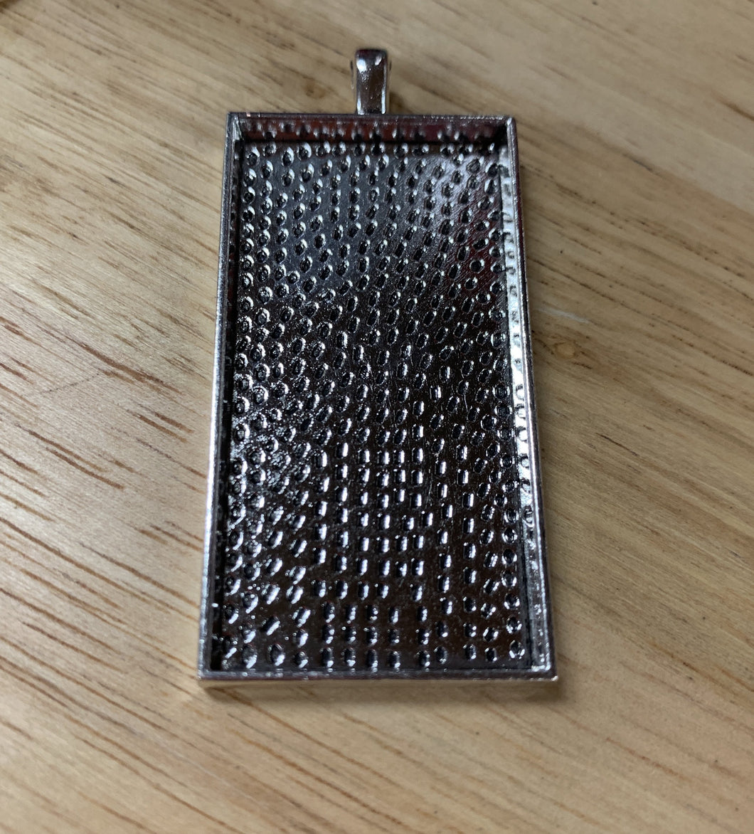 Pendant Tray Rectangle Antique Silver 25mm x 50mm