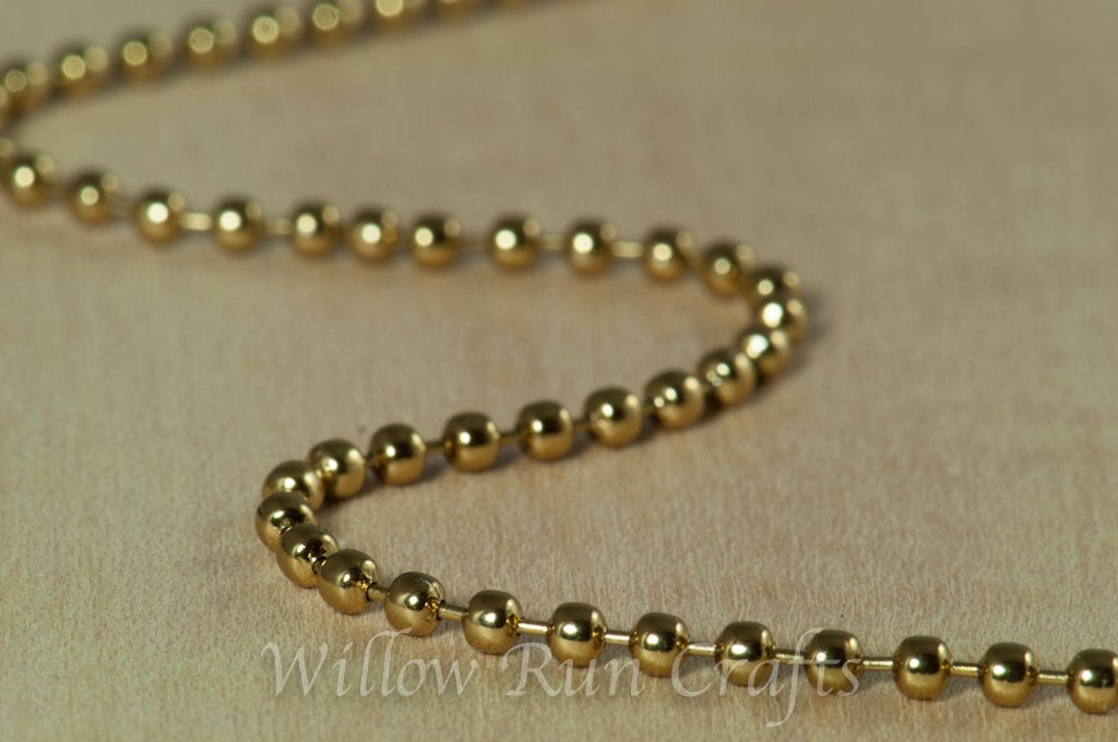 1.5 mm Ball Chain Necklace Antique Gold Spool 100 Feet